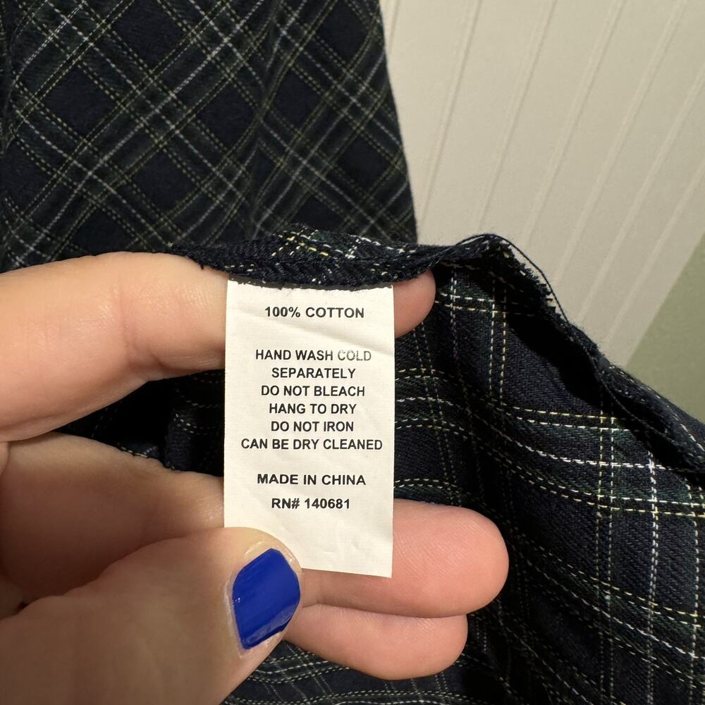 Unique Vintage Blue Green Plaid 50s Dress Fit Flare Belted Boat Neck Size 10 - Picture 5 of 8